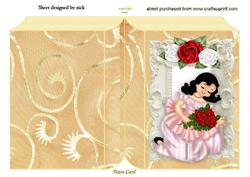 Sweet Little Lady with Roses in Ornate Frame Folded Book