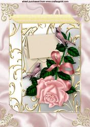 Pink Roses on Pink Satin with Envelope A4
