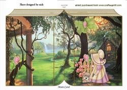 Little Bonnet Girl with Puppy in the Garden Folded Book