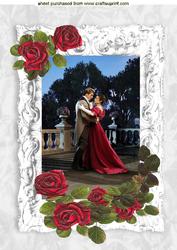 Romantic Couple in Ornate Frame of Roses A4