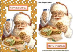 Vintage Santa with Cookies in Gold Snow Frame