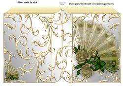 Lovely Rose Fan on Lace on a Folded Book