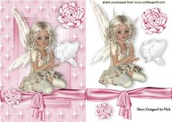Sweet Little Faerie with Dove in Star Frame