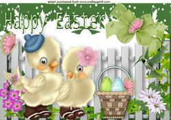 Couple of Love Birds with Easter Eggs in the Basket A4