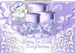 Lilac Candle with Little Bird on Scalloped Envelope A4