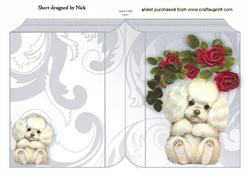 Cute Little Poochie with Red Roses Folded Book