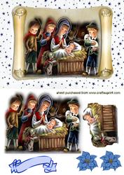 Nativity with Baby Jesus on a Scroll