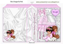 Baby Girl with Crib, on a Folded Book