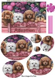 Cute Little Puppies with Flowers Oval Pyramids