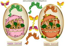 Easter Bunnies in Eggs with Butterflies Toppers