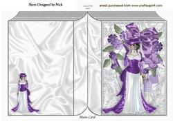 Vintage Lady in Purple Gown with Flowers Folded Book