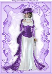Elegant Lady in Purple Gown in Ornate Frame A4