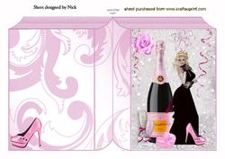Pink Champagne and Pretty Lady with Rose Folded Book
