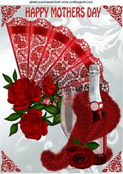 Rose Fan with Champagne for Mothers Day A4