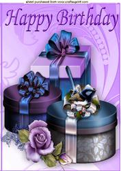 Purple Presents and Bows with Little Bird A4