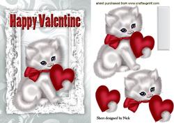 Gorgeous Fuffy White Cat with Red Valentines Heart