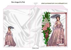 Vintage Lady in Rose and Bow Frame Folded Book