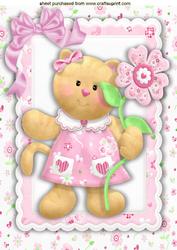 Little Bear with Flower and Pretty Bow A4