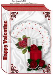 Pretty Fan with Roses on Folded Book Valentine A4