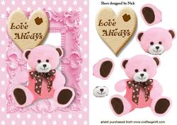 Love Always Biscuit Heart with Pink Teddy