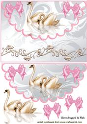 Pretty Swans with Bows on Scalloped Envelope