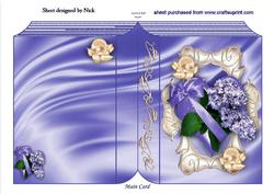 Pretty Lilac Flowers on a Heart with Bird Folded Book