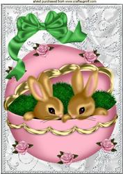 Cute Bunnies in a Ornate Egg, It's Easter Time A4