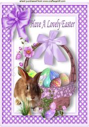 Purple Polka Dot Frame with Pretty Easter Bunny A4