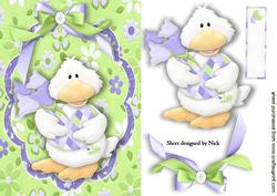 Cute Little Duck with a Heart and Bow