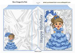 Litle Birthday Lady in Blue with Butterflies Folded Book