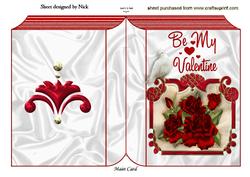 Be Mine, Red Roses on a Plaque with Dove Folded Book