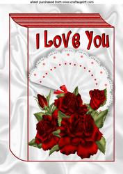 I Love You Red Roses with Fan Folded Book A4