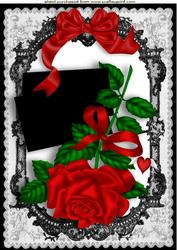 Sultry Black Lace Frame with Red Rose A4
