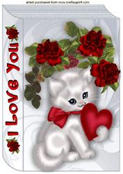 White Kitty with Roses , I Love You Book A4