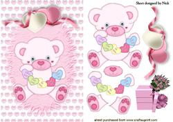 Teddy Bear with Love Hearts and Roses