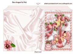 Sweet Baby Girl with Diaper Cake on Folded Book