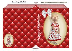 Pretty Girl in Red Dress in Gold Oval Frame Folded Book
