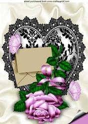 Beautiful Pink Rose with Envelope and Butterflies A4