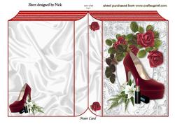 Diamonds, Red Shoes with Red Roses Folded Book