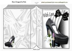 Black Shoe with Lipstick on Folded Book