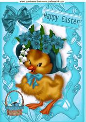 Easter Duckling in Turq Easter Bonnet A4