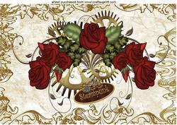 Brown Swirl Frame with Steampunk Roses A4