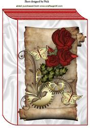 Red Roses with Steampunk Folded Book A4