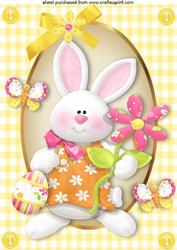 Cute Easter White Bunny with Butterflies A4