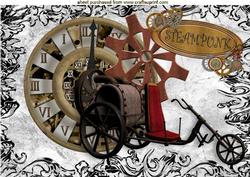 Steampunk Bike in Black Scroll Frame A4