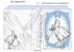 Baby Boy with Stork, Folded Book
