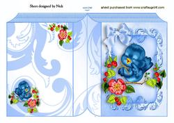 Little Bluebird on a Branch of Flowers, Folded Book