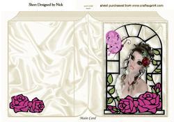 Pretty Lady with Ornate Window with Butterflies Folded Book