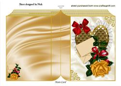 Gold Rose with Letter on Gold Heart Folded Book