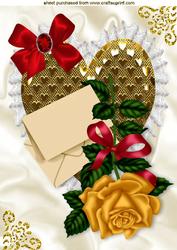 Gold Heart with Gold Rose and Letter A4